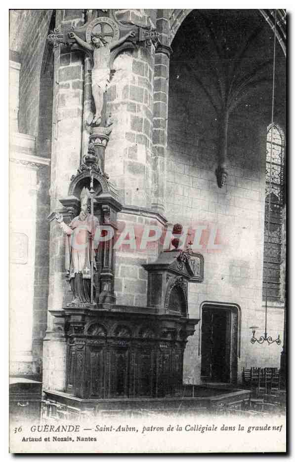 CPA Guerande Saint Aubin patron de la collegiale dans la grande nef