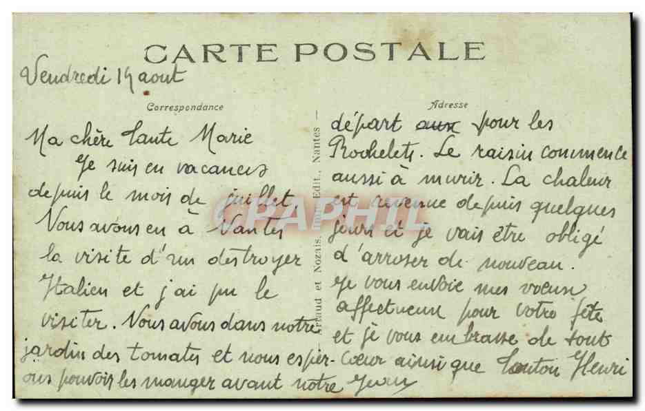 CPA Nantes La porte St Pierre — Rückseite