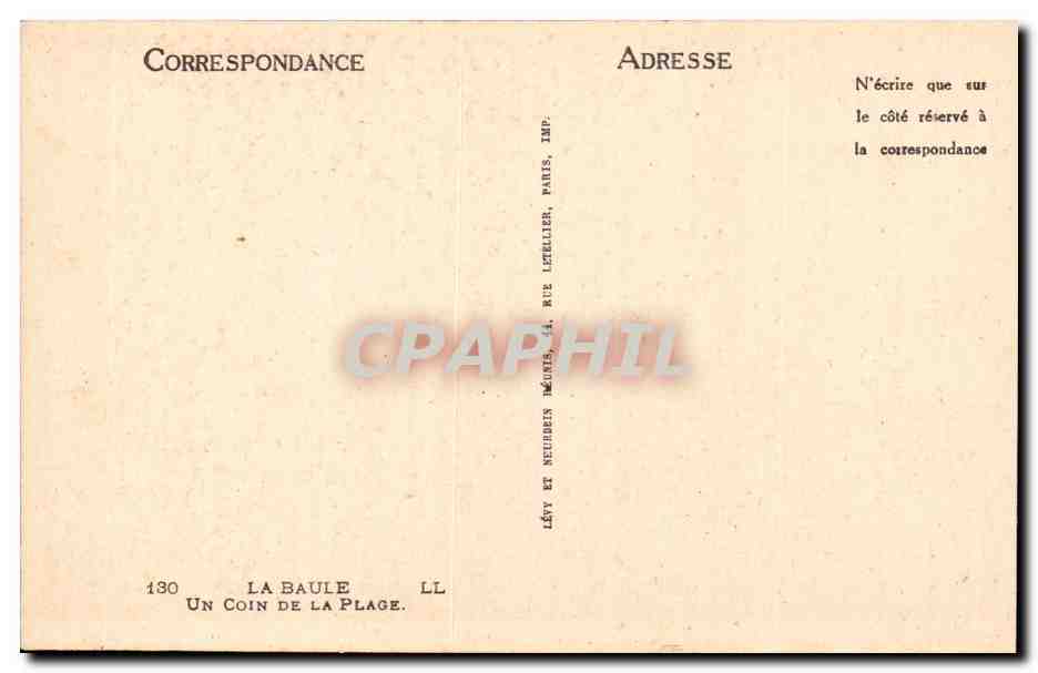 CPA La Baule sur mer Un coin de la plage — Rückseite