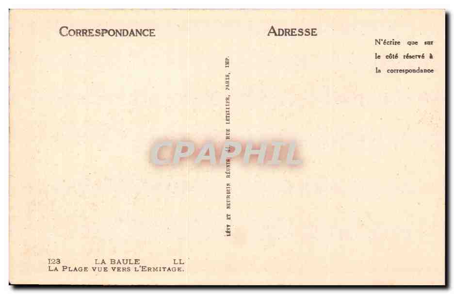 CPA La Baule sur mer La plage vue vers l'ermitage — Rückseite