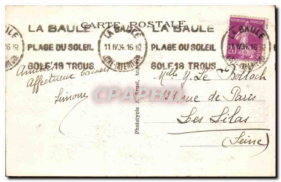 CPA La Baule La plage — Rückseite