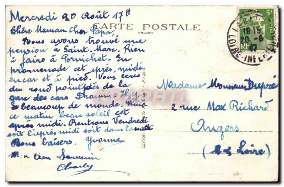 CPA La Baule La plage vue generale — Back