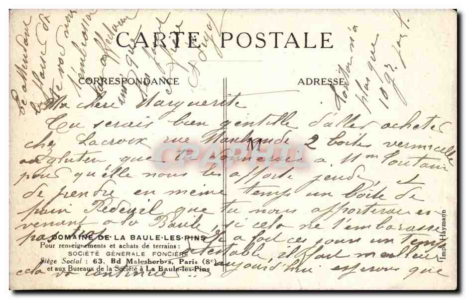 CPA La Baule Le parc des Dryades en hiver — Verso