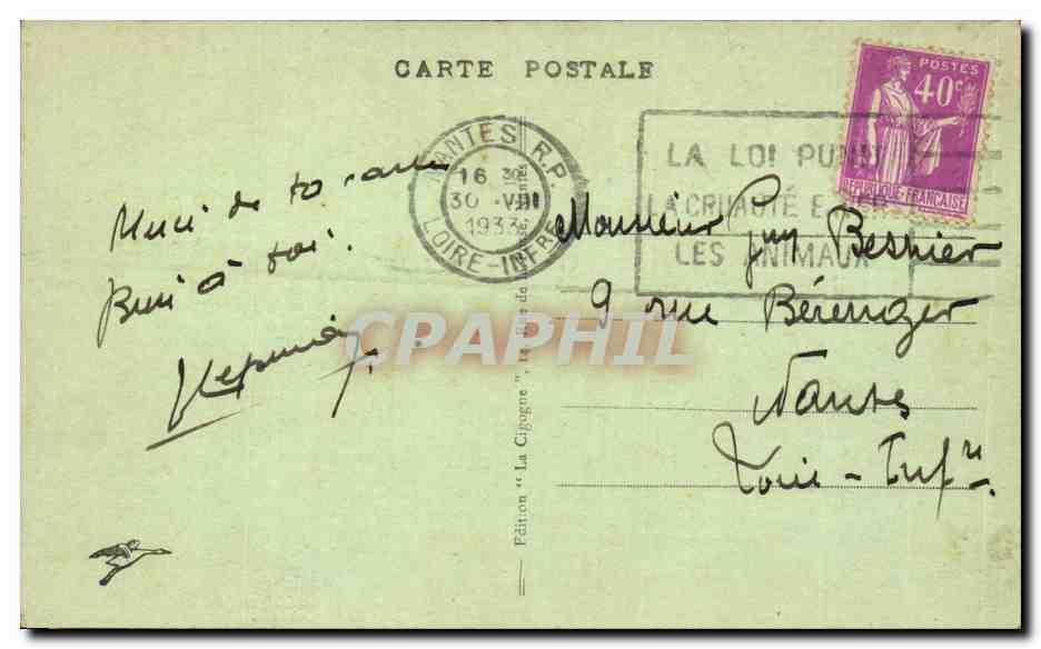 CPA Nantes Le pont transbordeur — Verso