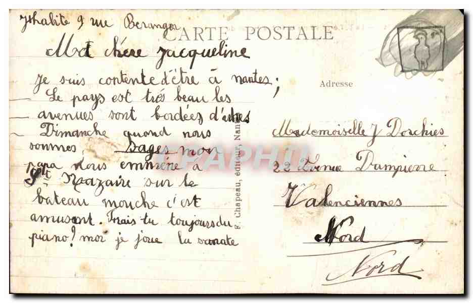 Nantes CPA La loire prise de la petite Hollande — Rückseite