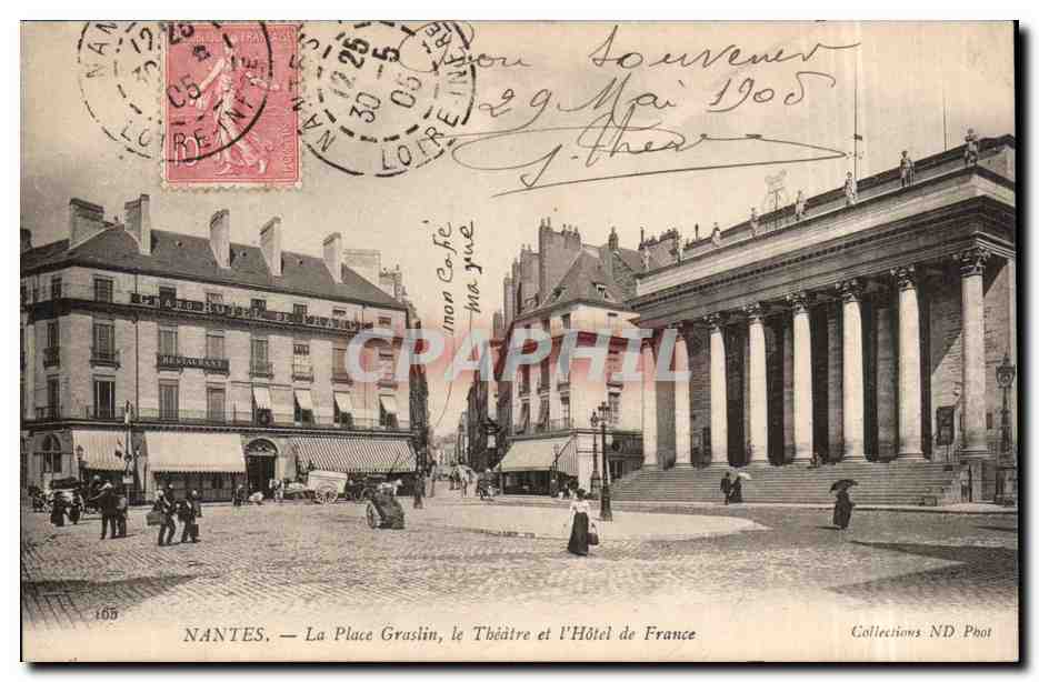 CPA Nantes La place Graslin Le theatre et l'hotel de France