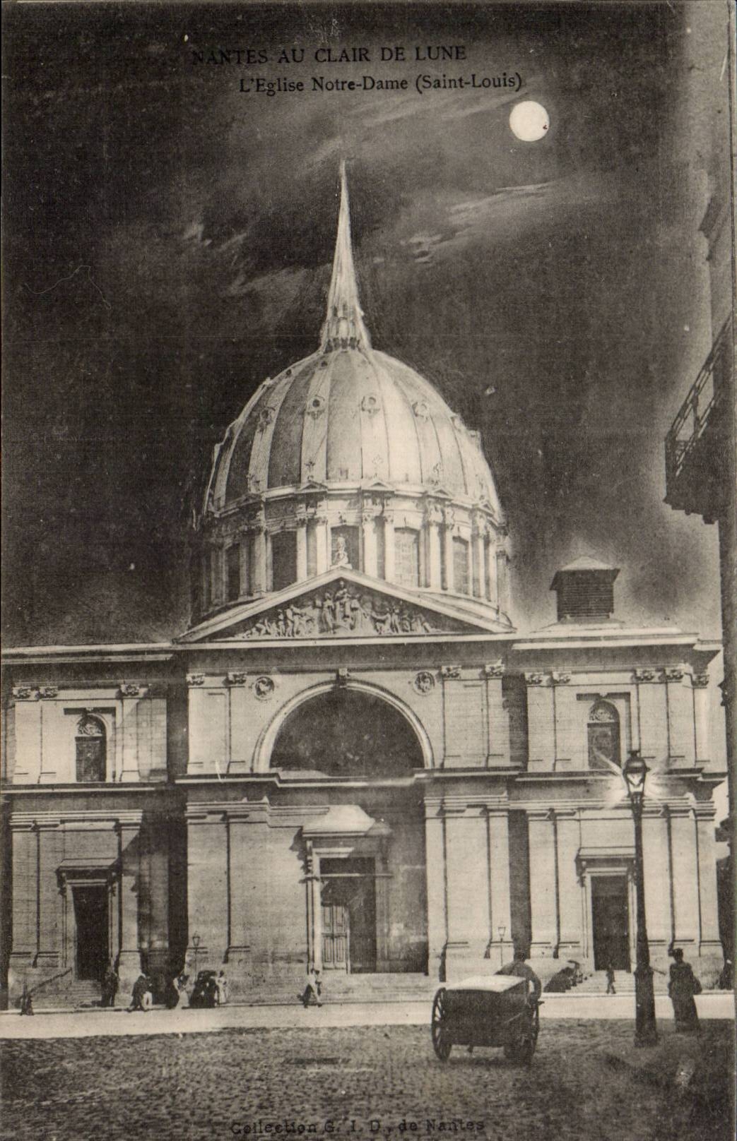 CPA Nantes au clair de lune Eglise Notre Dame Saint Louis