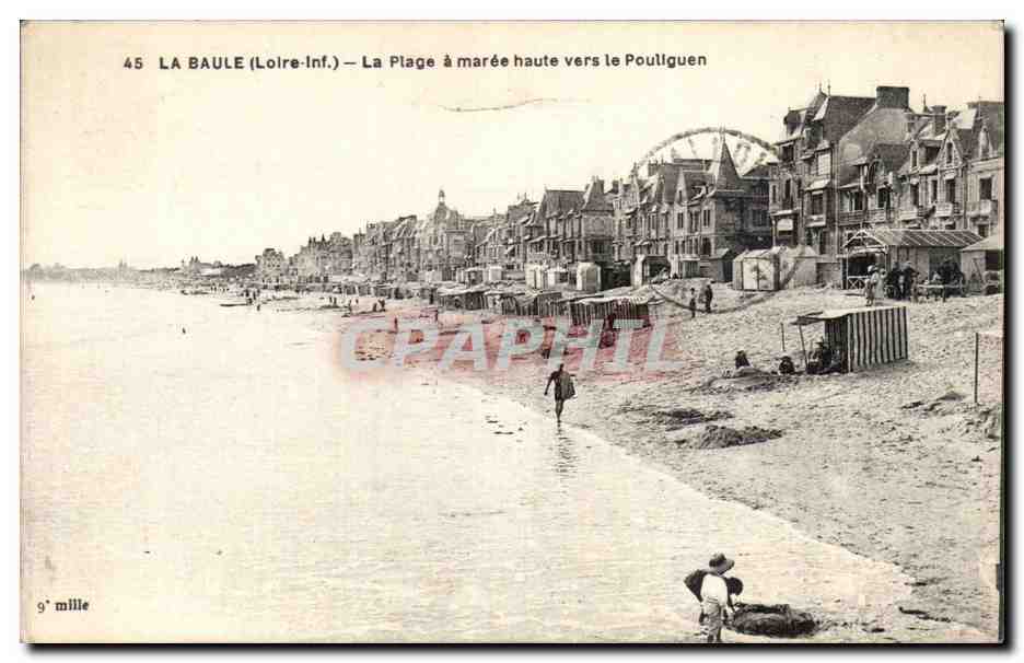 La Baule CPA La plage a maree haute vers le Pouliguen