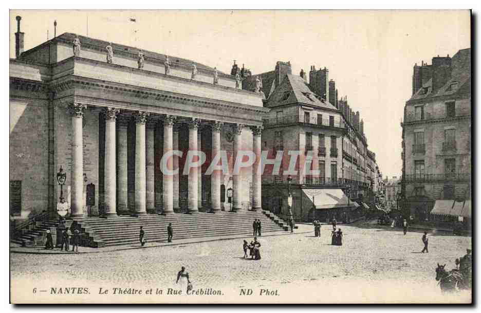 CPA Nantes Le theatre et la rue Crebillon