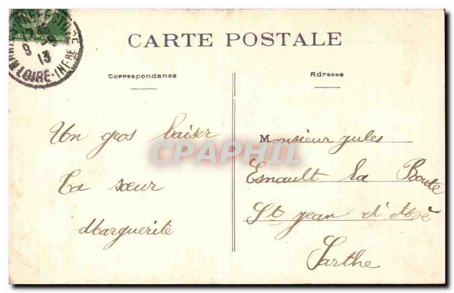 CPA Nantes le jardin des plantes Cerfs et biche du sculpteur Gaudet — Verso