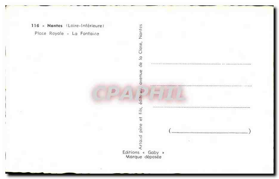 CPA Nantes La place royale La fontaine — Verso