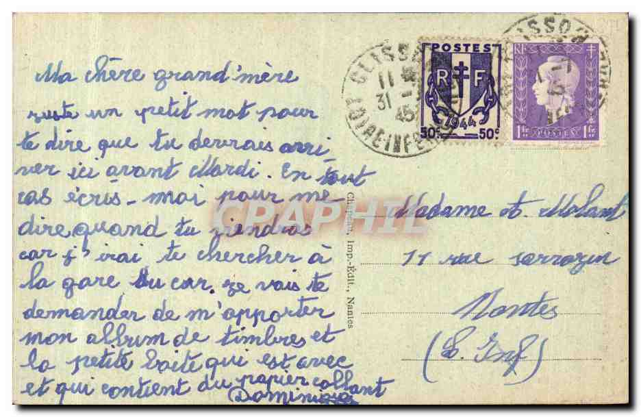 CPA Clisson Les bords de la Moine l'eglise de al Trinite et l'ancien cloitre — Rückseite