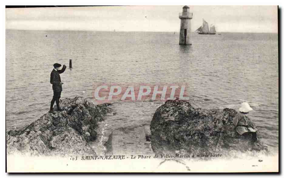 Saint Nazaire CPA Le phare de Villes Martin a maree haute Lighthouse