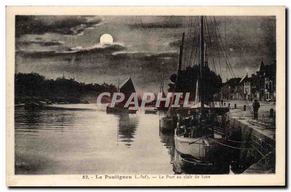 Le Pouliguen CPA Le port au clair de lune