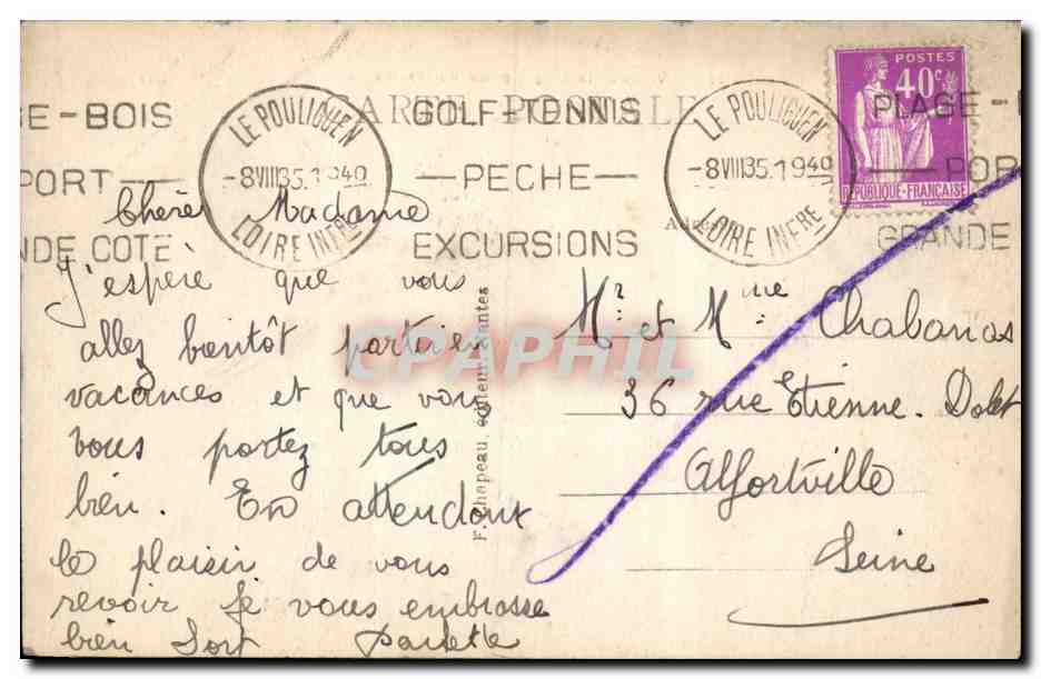 La Baule CPA Vue sur la plage prise du boulevard — Rückseite