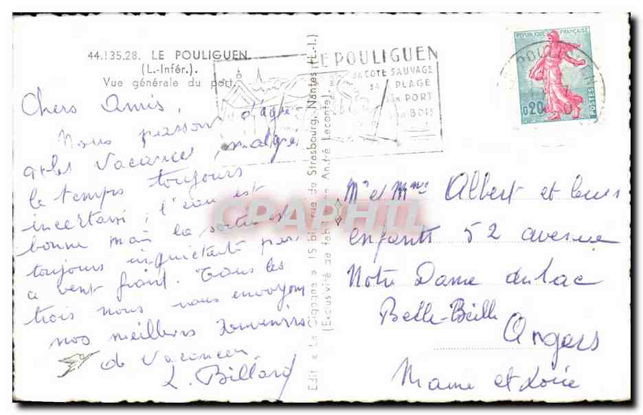 Le Pouliguen CPA Vue generale du port — Rückseite