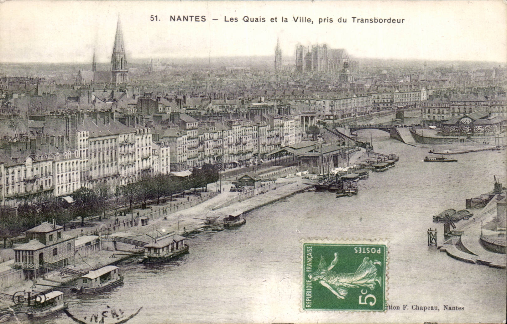 Nantes CPA Les quais et la ville pris du transbordeur