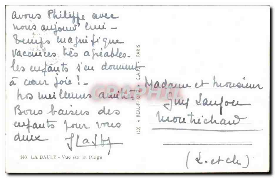 CPSM La Baule Vue sur la plage — Verso