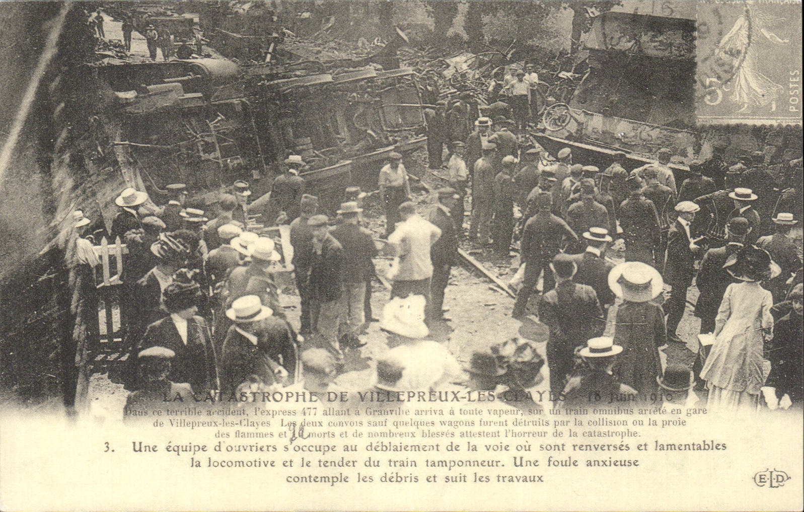 REPRODUCTION la catastrophe de Villepreux les Clayes 18 juin 1910 Une equipe d'ouvriers s'occupe au deblaiement