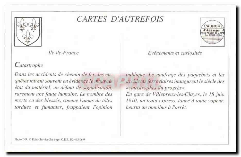 REPRODUCTION la catastrophe de Villepreux les Clayes 18 juin 1910 Une equipe d'ouvriers s'occupe au deblaiement — Verso