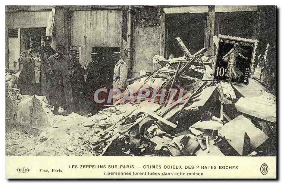 REPRODUCTION Les zeppelins sur Paris Crimes odieux des pirates boches Militaria 