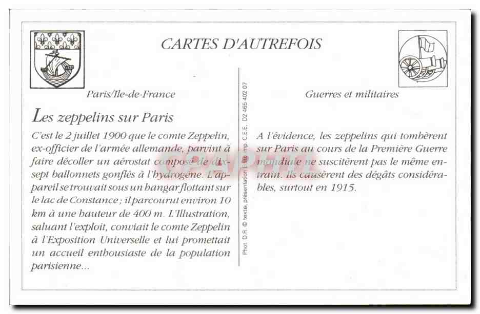 REPRODUCTION Les zeppelins sur Paris Crimes odieux des pirates boches Militaria  — Rückseite