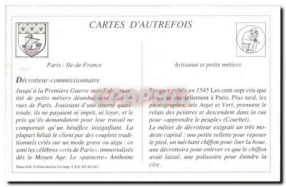 REPRODUCTION Les petits metiers de Paris Le decrotteur commissionnaire fait les courses et porte les paquets — Achterkant