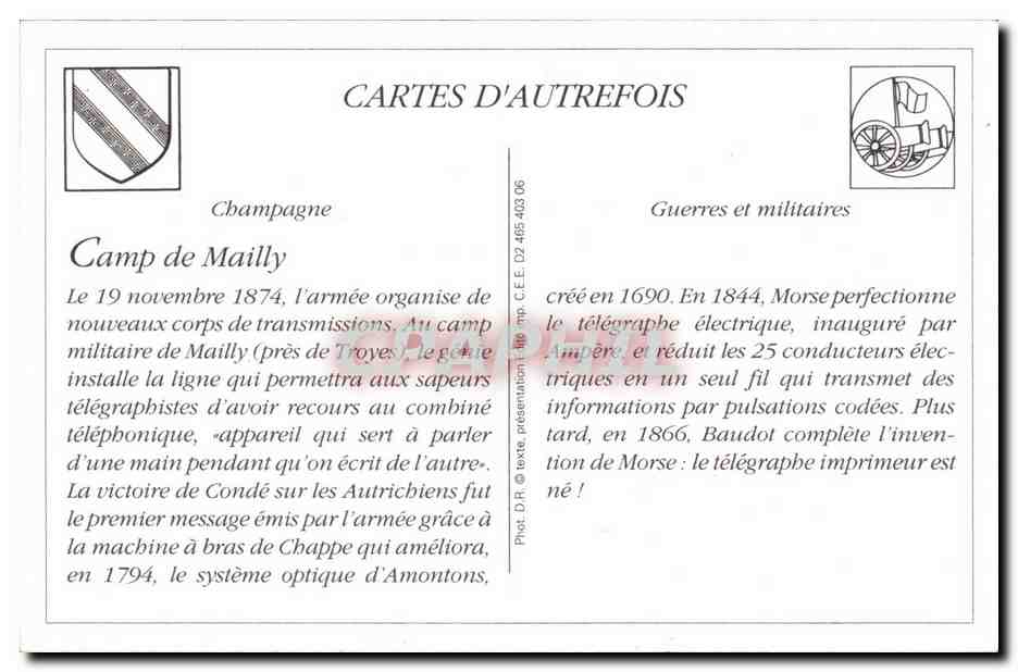 REPRODUCTION Militaria Au camp de Mailly Telegraphie sans fil Installation du poste — Rückseite