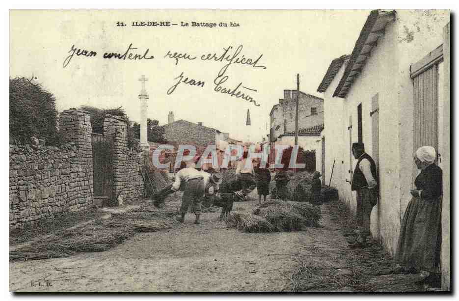 REPRODUCTION Ile de Re Le battage du ble 