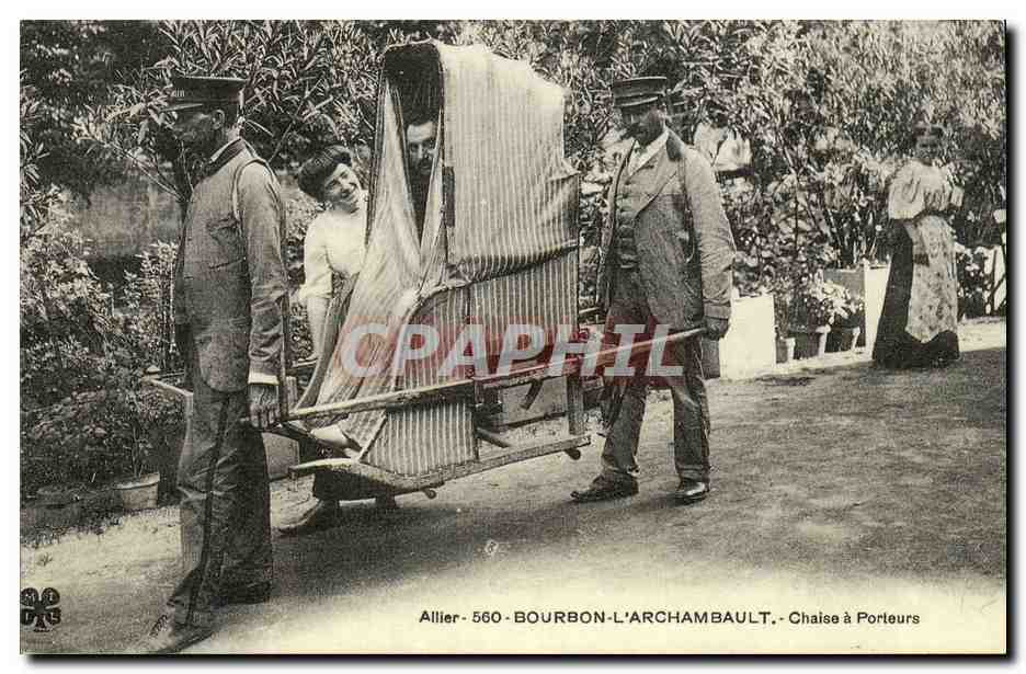 REPRODUCTION Allier Bourbon l'Archambault Chaise a porteurs