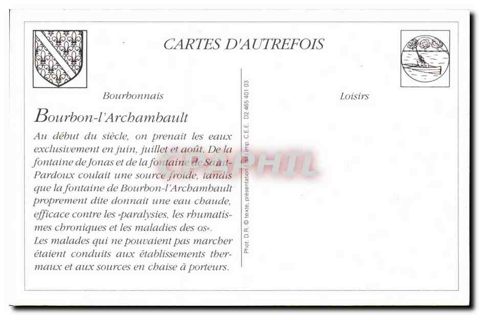 REPRODUCTION Allier Bourbon l'Archambault Chaise a porteurs — Verso