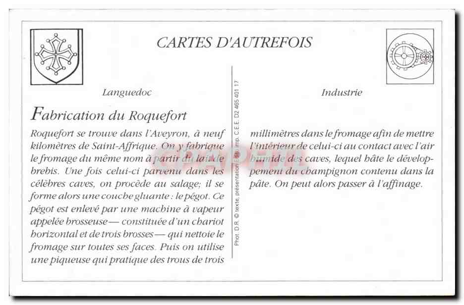 REPRODUCTION Roquefort Aveyron Piqueuses et brodeuses — Rückseite
