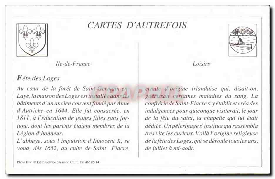 REPRODUCTION Fete des Loges Allee de legion d'honneur Saint Germain en Laye — Back