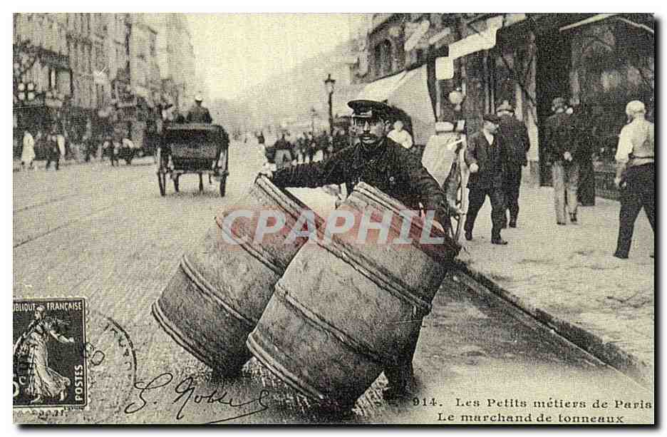 REPRODUCTION Paris Les p'tits metiers de Paris Le marchand de tonneaux
