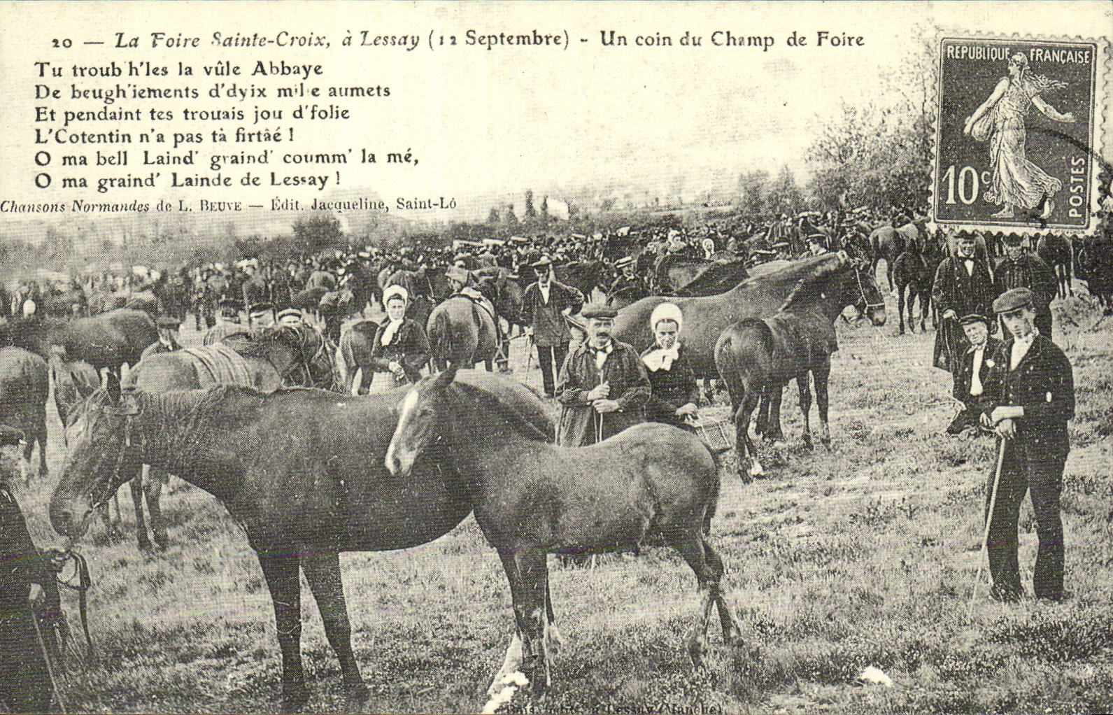 REPRODUCTION La foire Sainte CRoix a lessay un coin du champ de foire Cheval Horse