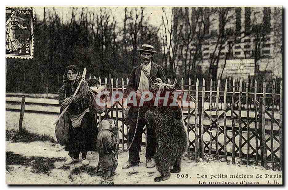 REPRODUCTION Les ptits metiers de Paris Le montreur d'ours bear
