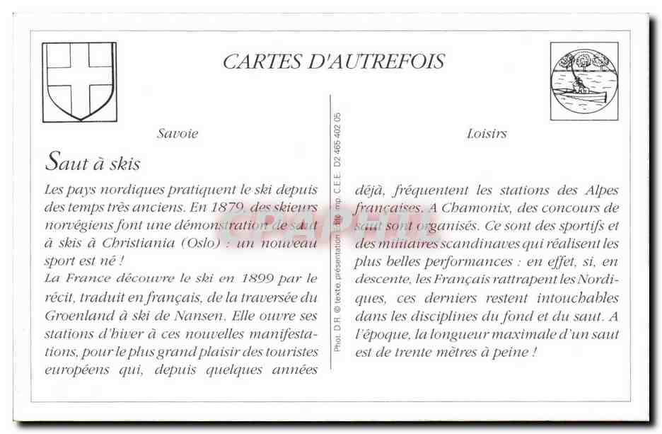 REPRODUCTION SAut a skis Sports d'hiver — Verso