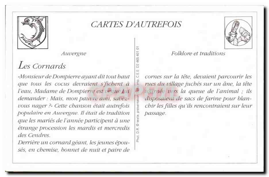 REPRODUCTION Auvergne Les Cornards fete locale a Sauxillanges ) Folklore — Rückseite