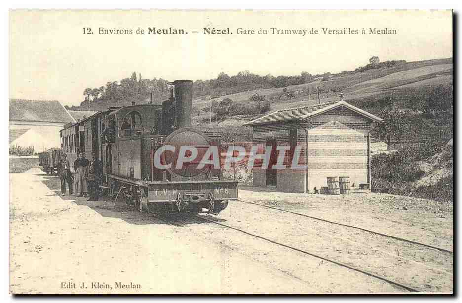 REPRODUCTION Environs de Meulan Nezel Gare du tramway de VErsailles a Meulan Train