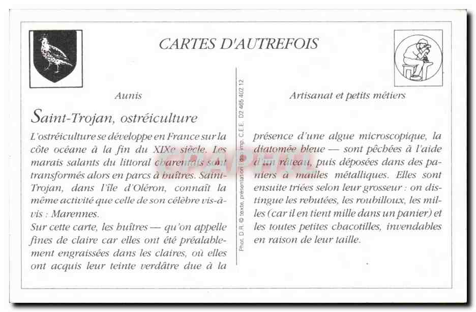 REPRODUCTION Ile d4oleron St Trojan Emballage des huitres Peche — Verso