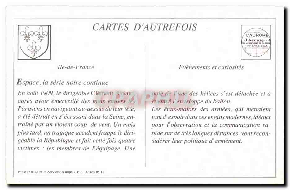 REPRODUCTION Catastrophe du dirigeable Republique le 25 septembre 1909 Funerailles des victimes  — Rückseite