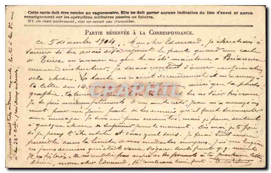 Correspondance des Armées de la République — Carte en franchise — Éditeur : Impr. Nat. — N° de série : Mod. A — Reverso