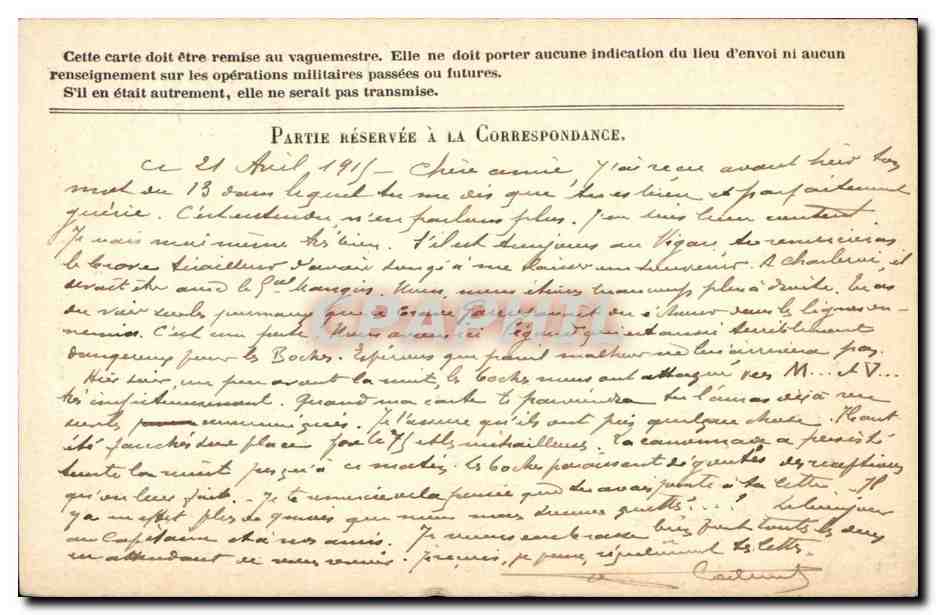 Carte en Franchise militaire Labouret Le Vigaut — Rückseite