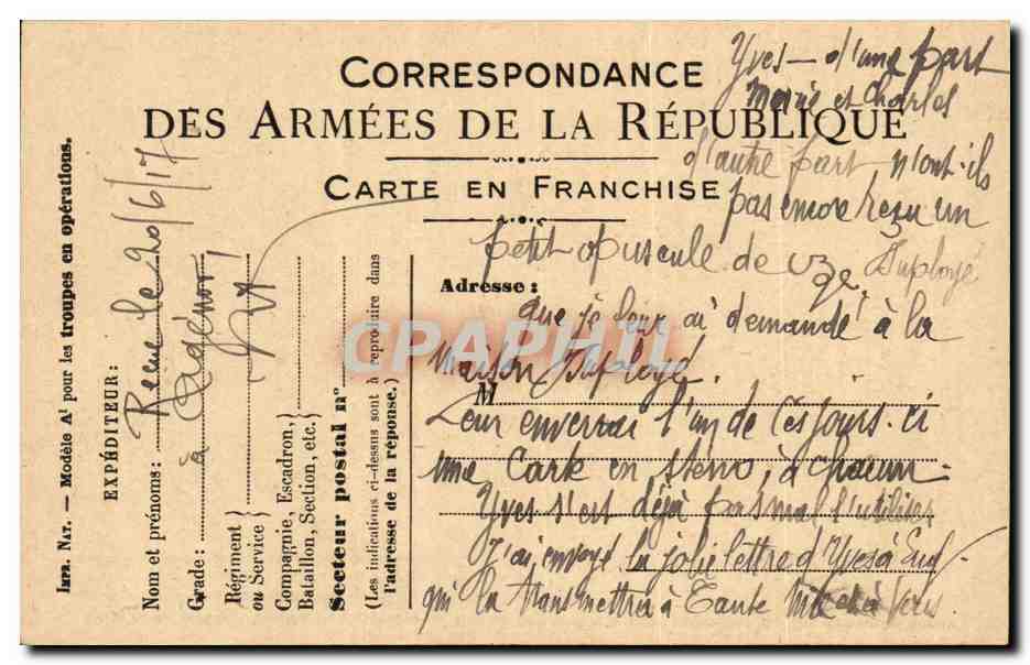 Carte en Franchise militaire 
