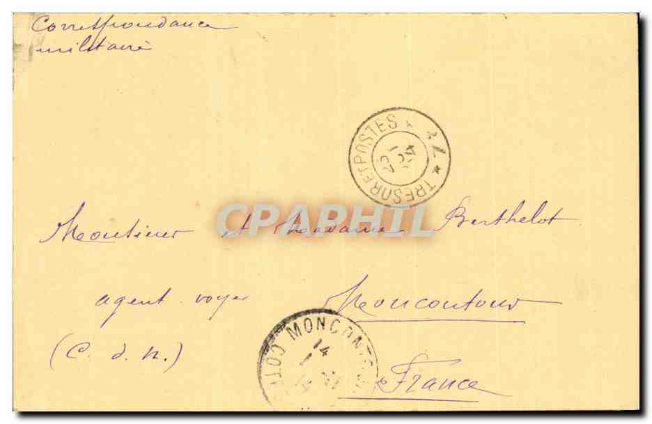 Carte correspondance militaire pour Moncoutour (franchise militaire)