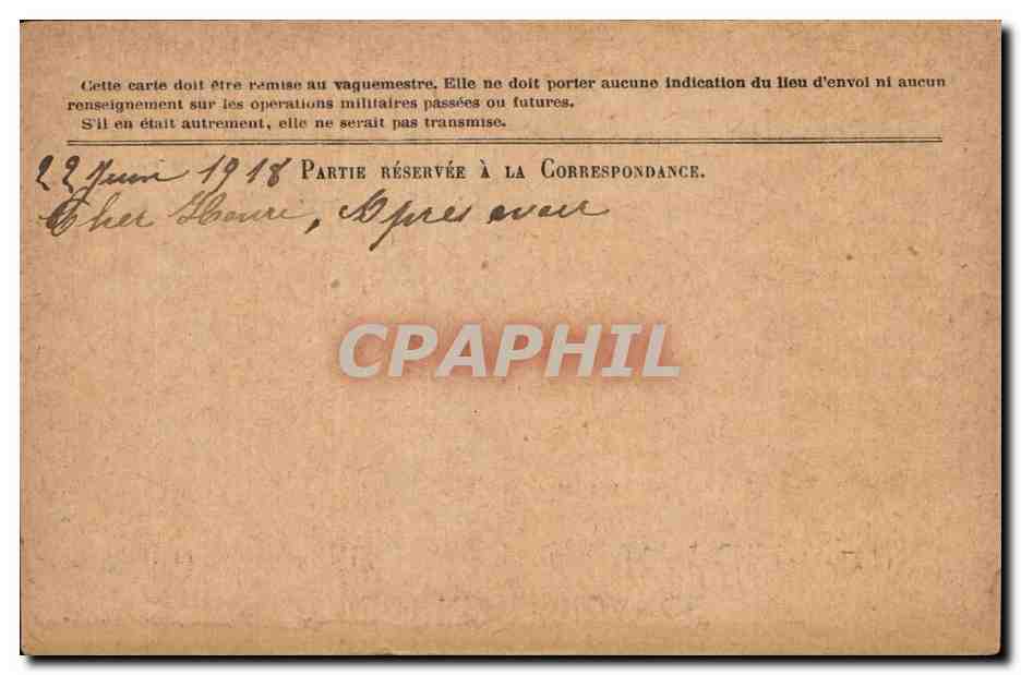 Carte en franchise militaire Militaria  — Rückseite