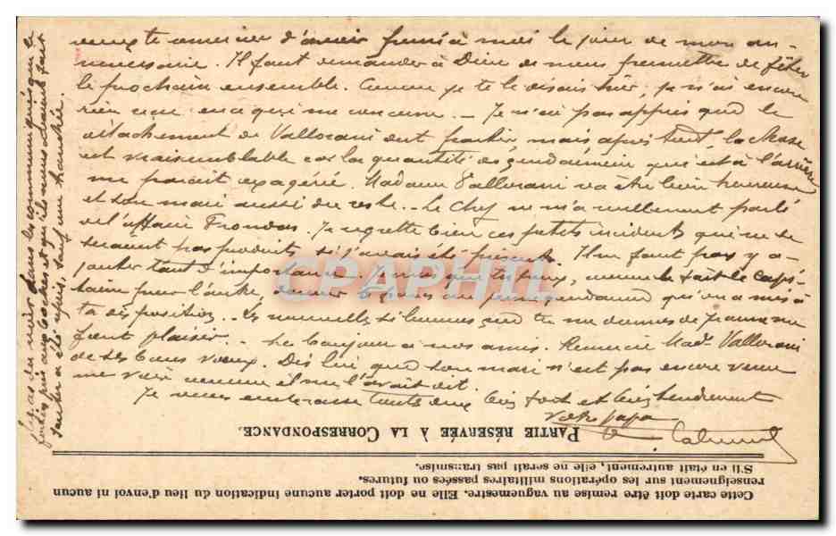 Carte en franchise militaire Militaria  — Rückseite