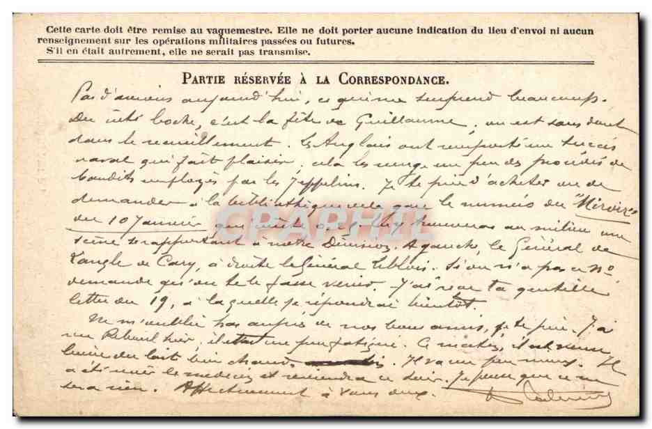 Carte en franchise militaire Militaria  — Rückseite