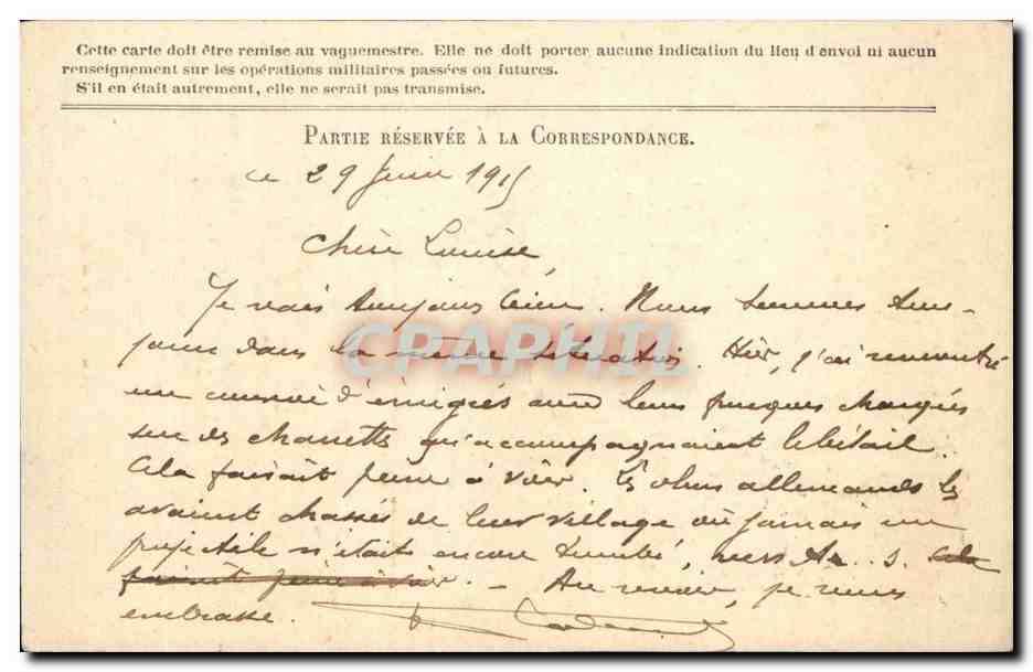 Carte en franchise militaire Militaria Labouret Le Vigau — Rückseite