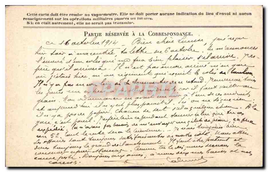 Carte en franchise militaire Militaria Labouret Le Vigan Gard — Rückseite